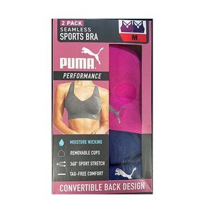 NWT Puma Women's Seamless Sports Bra 2 Pack Blue/Pink Size S $60 JK659